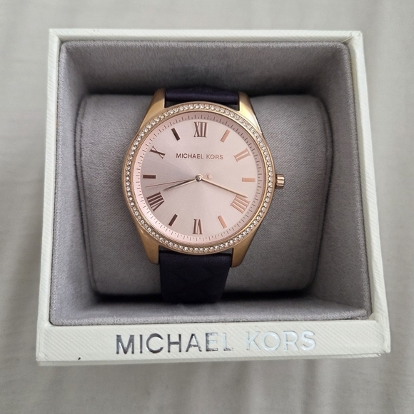 Michael Kors Accessories - Michael Kors Rosegold Dial With A Quilted Plum Leather Strap